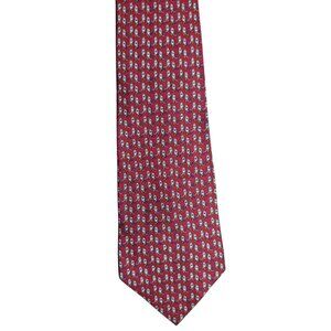 Salvatore Ferragamo Boots Print Pattern Silk Tie 3.5"